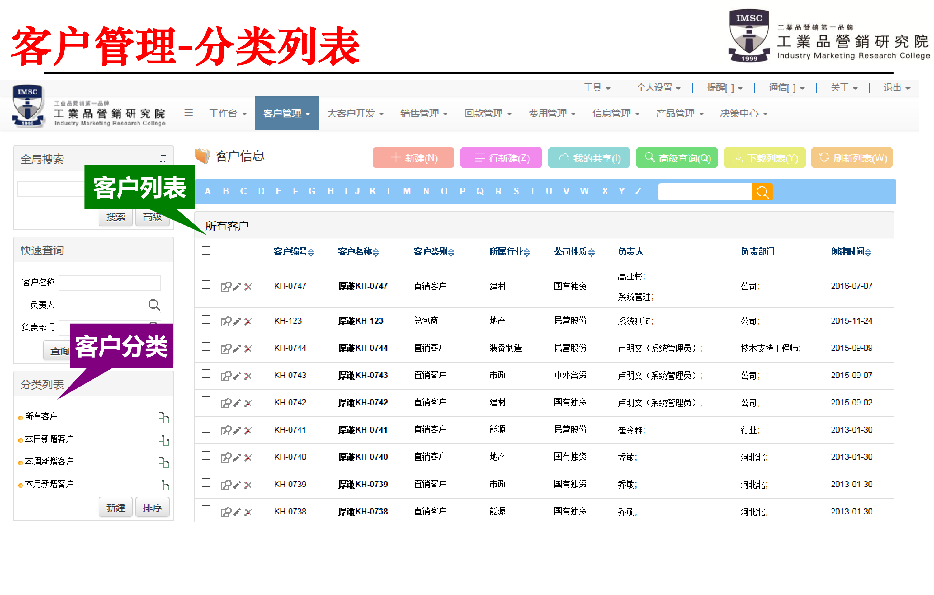 psm客戶(hù)管理列表